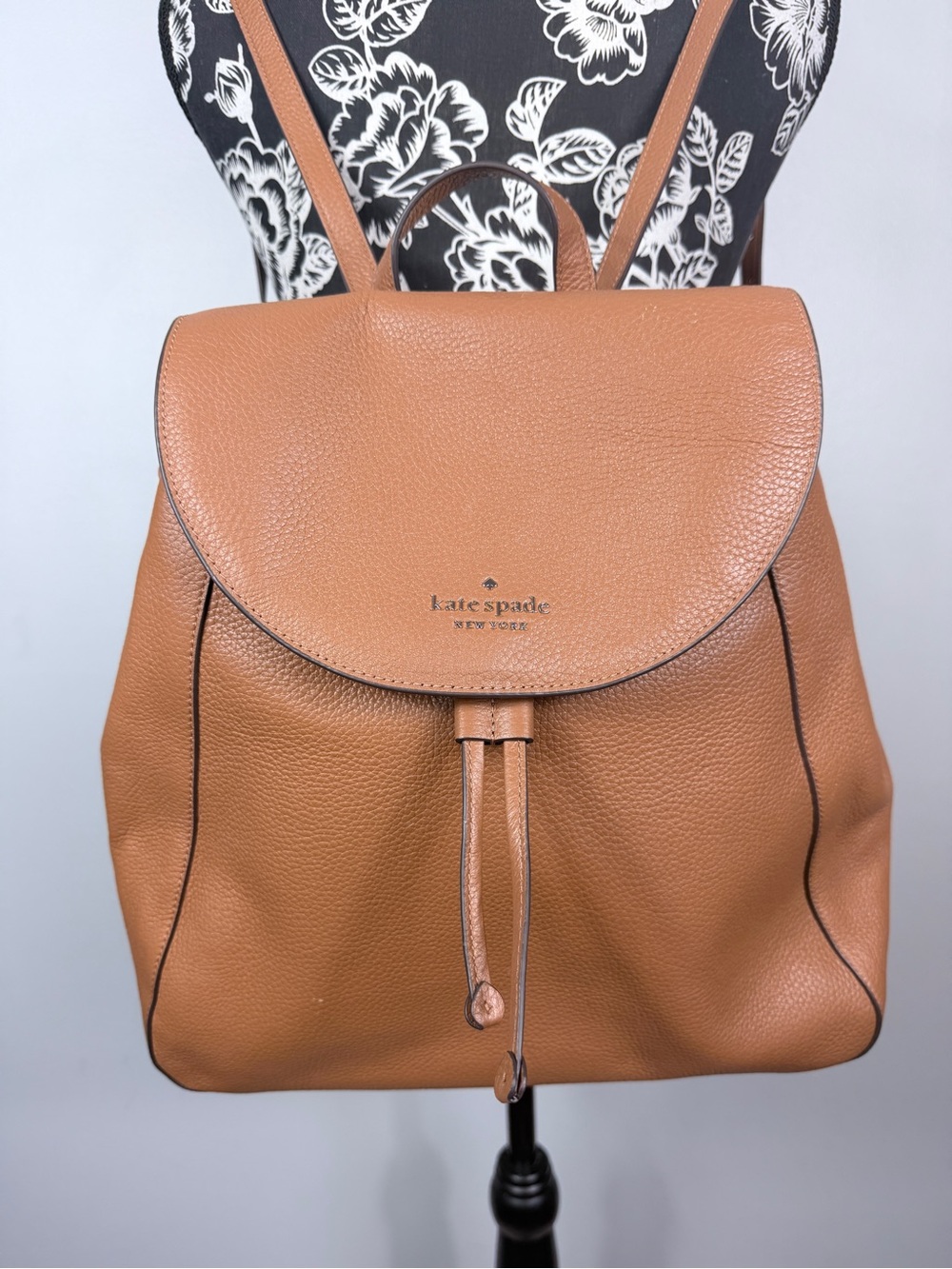 Kate Spade New York Laila cognac brown leather adjustable backpack size large